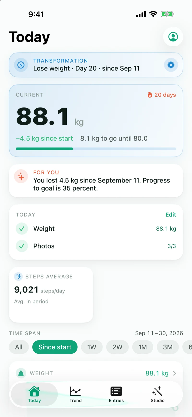 Formwandel screenshot: Today
